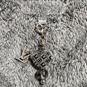 Silver Charm & Heart Phone Charm with Attachment.